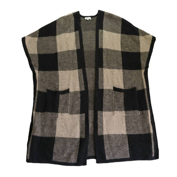 Oriana Women's Brown Checkered Wool Blend Short Sleeve Cardigan Sweater. Size XL - Picture 1 of 7